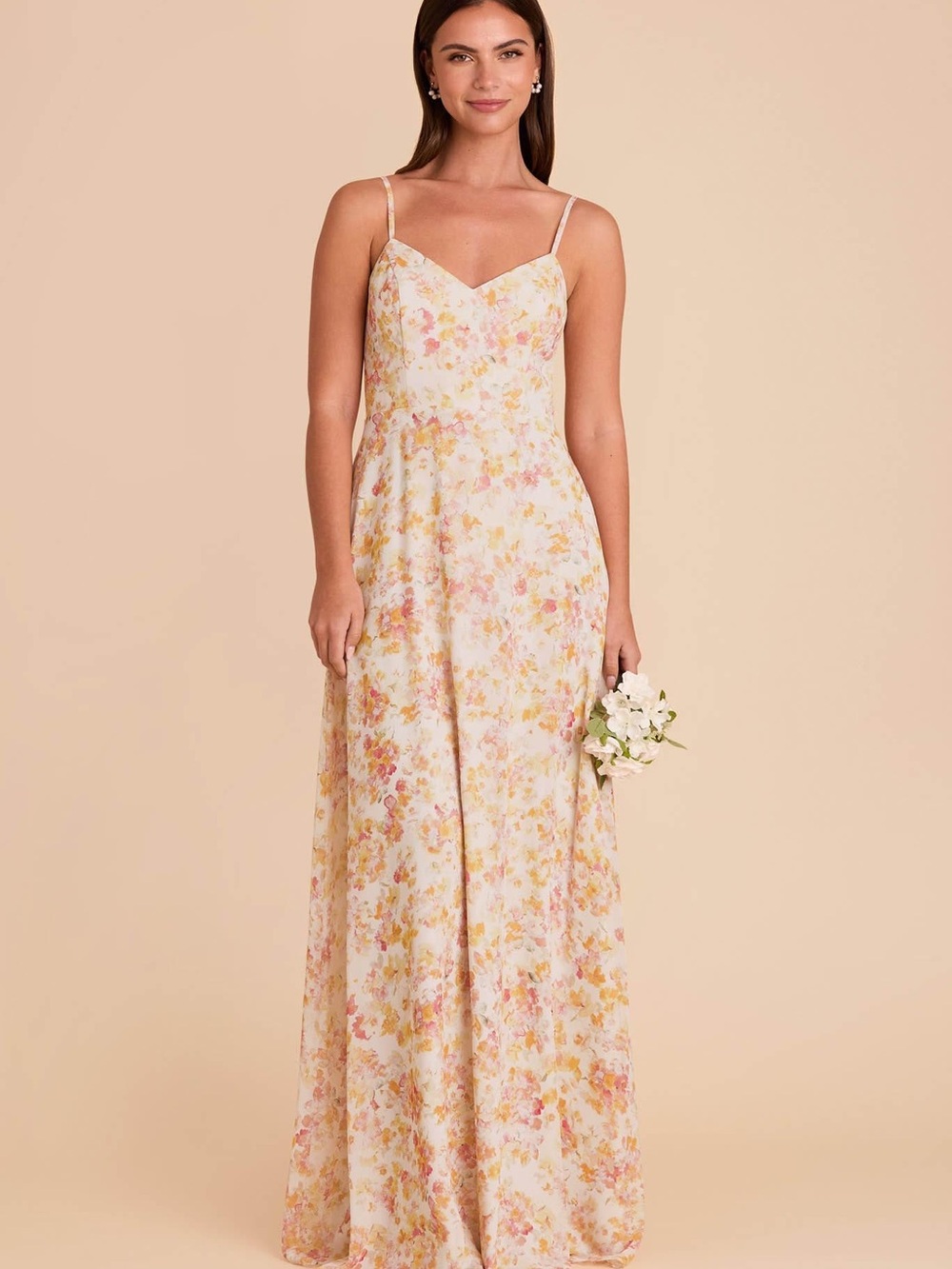 Birdy Grey Floral Spaghetti-Strap Maxi Dress in Cream, Yellow, Pink - Picture 1 of 4